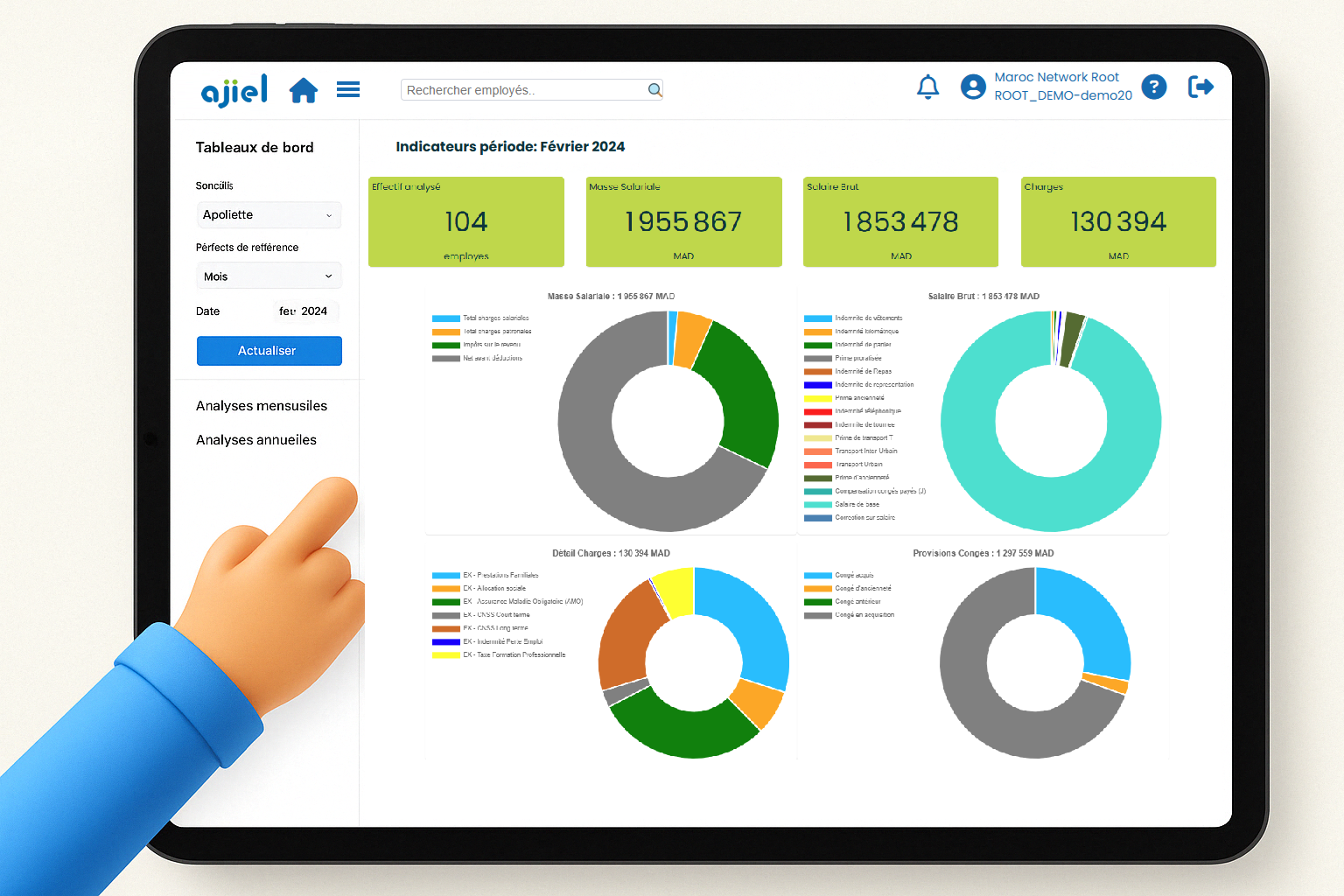 AJIEL Dashboard - Tableaux de bord avec indicateurs RH