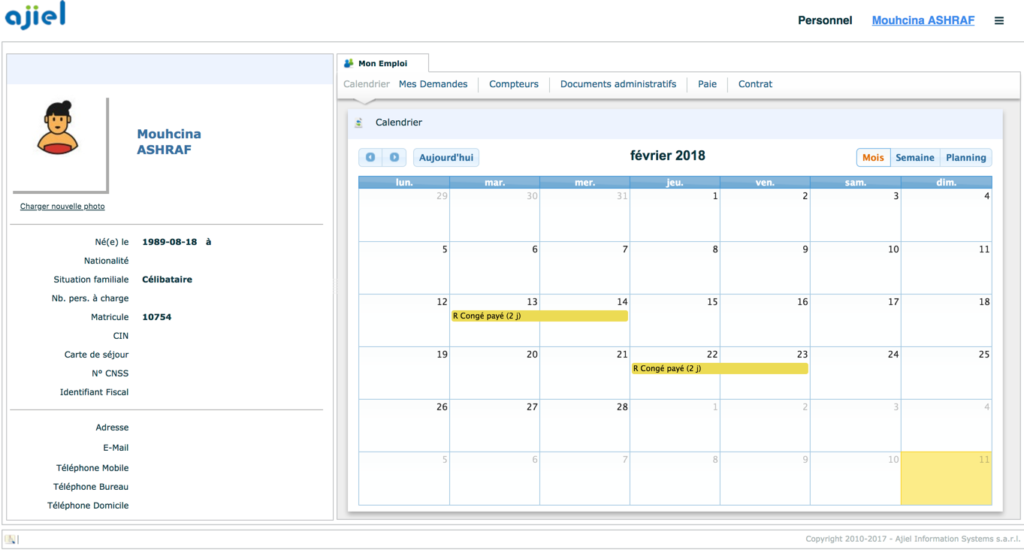 Gestion du Personnel dans Ajiel