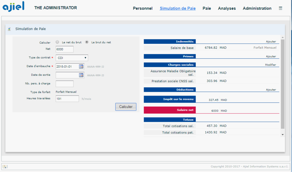 Simulateur de Paie Ajiel